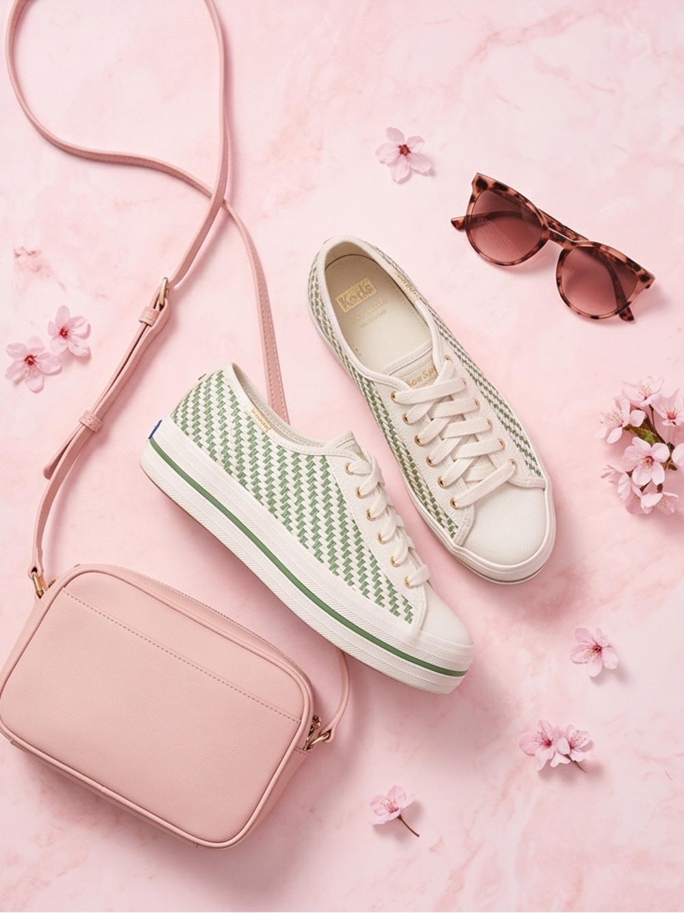 Kate Spade X Keds Green Woven Platform Lace-Up Sneakers size 6.5 - Picture 5 of 7